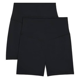 Danskin Women's Active 2-Pack Motivate 5" Bike Shorts, Black Salt/Black Salt