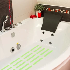 Bathtub Non Slip Stickers Luminous Shower Mats for Showers Anti Slip Bath Tub Stickers with Scraper,Adhesive Showers Treads Slip Strip for Bath,Boats,Stairs,Swimming Pools,Health Clubs-24 Pcs