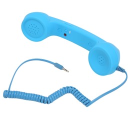 Retro 3.5mm Telephone Handset, Radiation Proof Wired Cell Phone Receiver Mic Speaker for All Smartphones and Computers with 3.5mm Jack (Sky Blue)