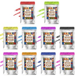 Ninesung Wood Stain Powder, 10 Colors/Set, Wood Dye Powder, Colored Wood Stain, Furniture Color Dye for Wood, Outdoor Indoor Wood Stain Powder, Wood Pigment Powder (10 Colors)