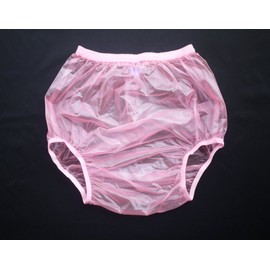 Haian Adult Incontinence Pull-on Plastic Pants PVC Pants 3 Pack (Medium, Transparent Pink)