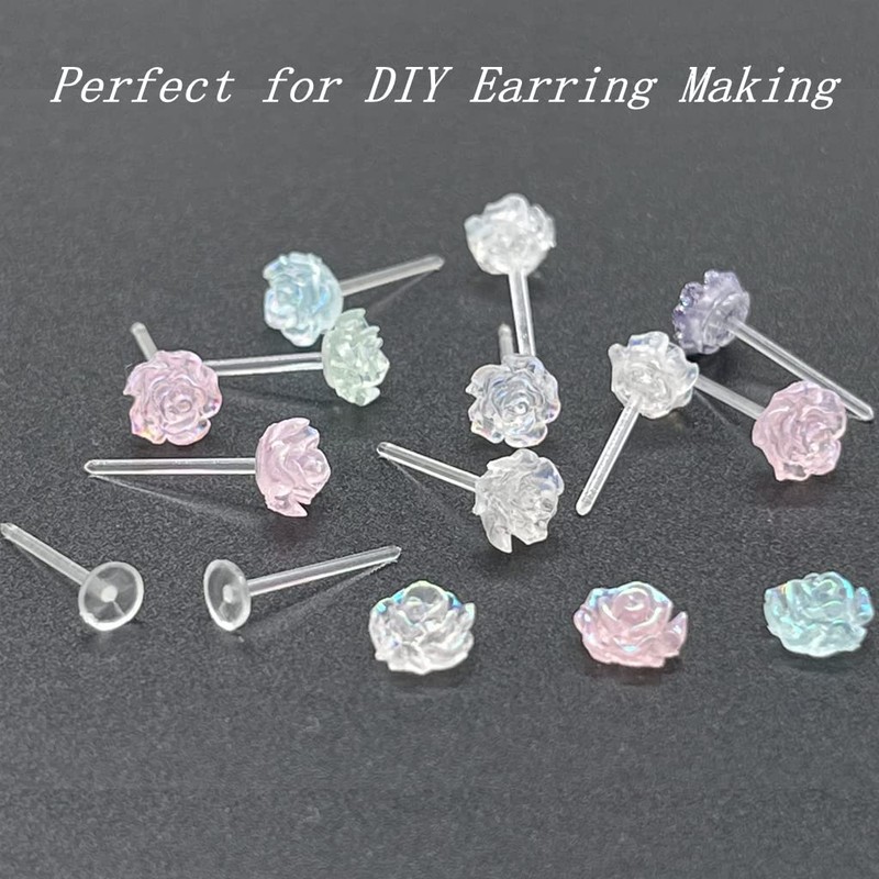 Clear Silicone Earrings for Sports,300 Pairs Clear Plastic Earring Posts