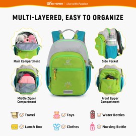 SKYSPER Toddler Backpack for Boys Girls Kids Travel Backpack Preschool Kindergarten Travel Daypack(Green)