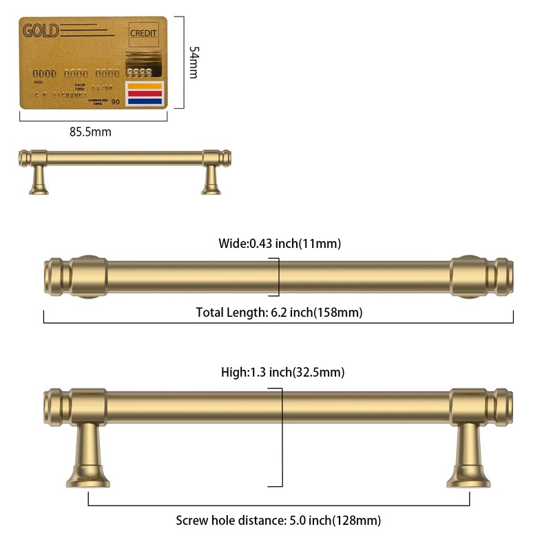 Amerdeco 10 Pack Champagne Bronze Cabinet Pulls 5 Inch(128mm) Hole