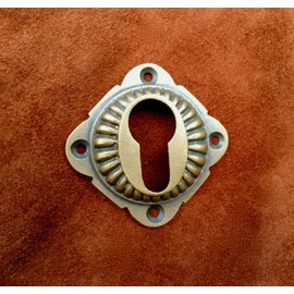 Antikas - Rosette for the front door, keyhole rosette patinated brass for PZ lock