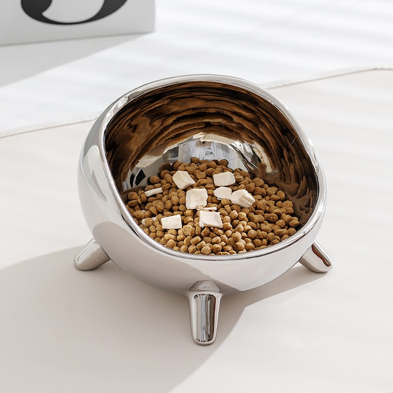 Cat Bowl Proper Height Mirror Safety Ceramic Stable Large Capacity
