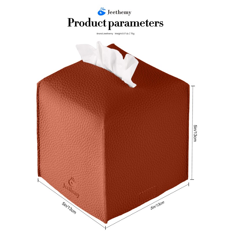 Tissue Box Cover, Jeethemy Square PU Leather Tissue Box Holder,