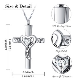 DAOSHANG Sterling Silver Urn Necklace for Ashes, Cross/Infinity/Cylinder Cremation Jewelry for Women & Men, Memorial Keepsake Gift
