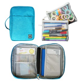 SUNNY STREAK Journal Supplies Storage Case (Teal - Medium) - Custom Travel Organizer Holder for A5 Planner, Pens, Journal Supplies and Accessories (Case Only - Supplies Not Included)