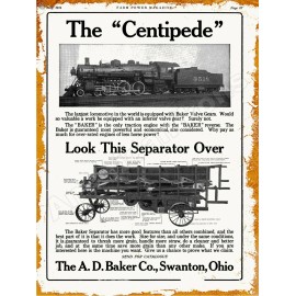 1914 A.D. Baker New Metal Sign: Separator, Centipede LARGE SIZE 12 x 16