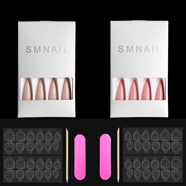 CB 48 Pcs/ 2-Colors Kit, Long Oval Round Pointed Almond