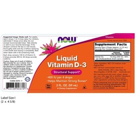 NOW Supplements, Liquid Vitamin D-3, Strong Bones*, Structural Support*, 2-Ounce