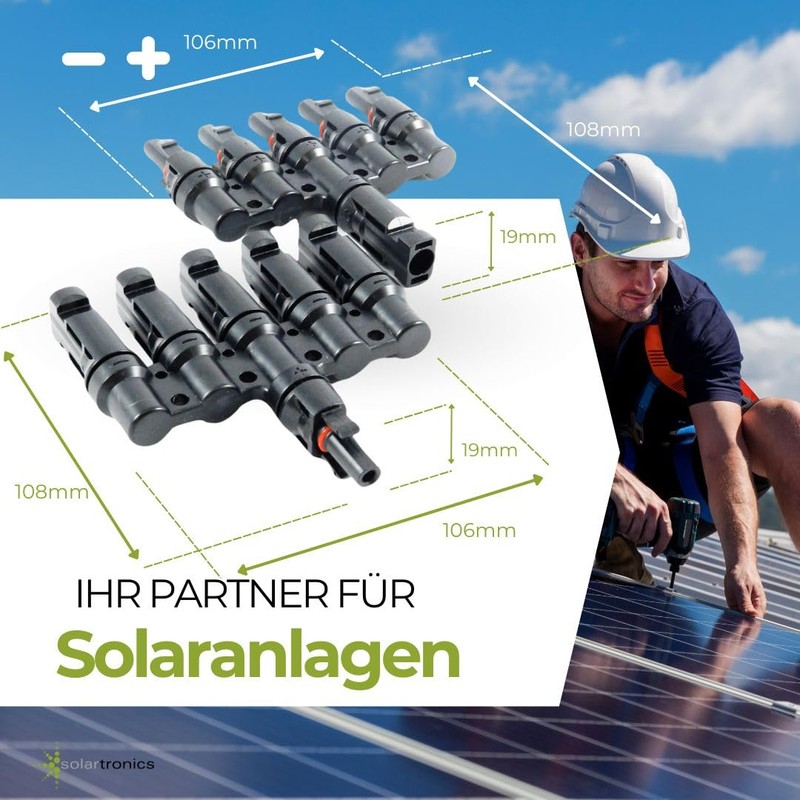 SOLARTRONICS 2 Pairs Y Connectors for Solar Cable Photovoltaic 5-Way