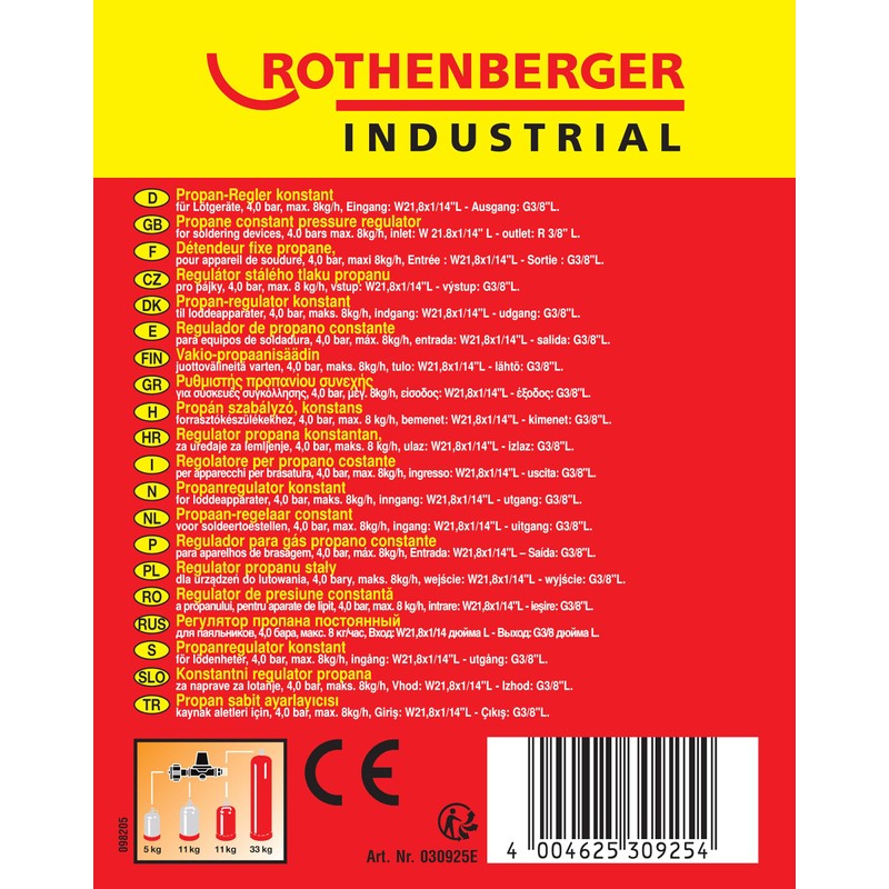 Rothenberger Industrial - Propane hose rupture protection - 1.5 bar