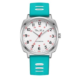Diaofendi Waterproof Nurse Watch for Medical Professionals,Women Men, 24 Hour with Second Hand, Military Time Easy to Read Dial (Silver-Green and White)