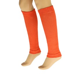 AWS/American Made Cotton Leg Warmers for Women Knitted Retro Style Soft and Stretchy (Orange)