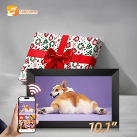【Christmas Gift】10.1'' WiFi Digital Picture Frame HD IPS Touch Screen, biu Frame App, Easy Setup, Share Photos or Videos Anywhere with Biu Frame APP Perfect Gift Idea Video  Frame - Color: 10.1":Black Wood-Universal gift box-biu Frameo app