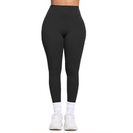 Aoxjox Women’s Workout Leggings, Hidden Scrunch Butt Lifting, High Waist Tummy Control, Gym Workout Yoga Pants 27" (Black, Small)