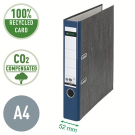 Leitz 180° Lever Arch File, Classic Marbled, CO2 neutral, 100% Recycled Card, 10505035, Blue