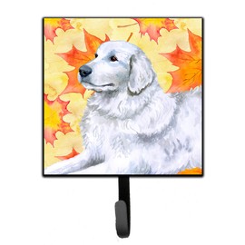 Caroline's Treasures BB9936SH4 Maremma Sheepdog Fall Leash or Key Holder, Yellow, Wall Hooks, Key Hooks Holder, Coat Rack Wall Mount, Coat Hooks, Hooks for Hanging Keys, Towels, Aprons, Leashes,