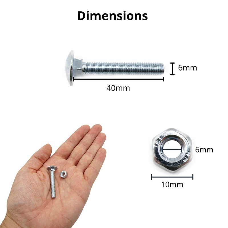 M6 (6mm x 40mm) Cup Square Carriage/Coach Bolt & Nut