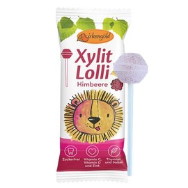 Birkengold Xylitol Lolli Sugar-Free | 20 x 6 g Individually Packed | Vegan | Sugar-Free Lollipop | Multivitamin Dental Care Lolli | Fruit Lolli Raspberry