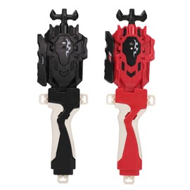 AIBREAY 2 Pack Bey String Launchers and Grips, Battling Blade Burst Launcher, Left/Right Spin, Only Compatible with Burst, Two Launch Modes Gyros(Black+Red)