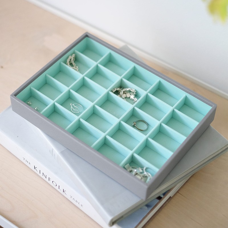 Stackers Dove Grey & Mint Classic Medium Jewellery Box Trinkets