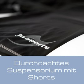 Ju-Sports Groin Guard Base Supporter + Motion Pro Flexcup - Ventilated Preformed Cup Pocket Made of Breathable Mesh Material I With 4-Way Stretch Material, black