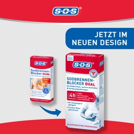 SOS Heartburn blocker dual: heartburn tablets work fast and long-lasting, magenta tablets, 10 x 20 chewable tablets