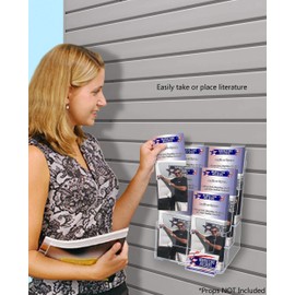 Marketing Holders 2 Pack Slatwall Brochure Holder 3 Tier 8.5" with 3.5" x 2" Business Card Slot Clear Acrylic Documents Organizer Advertisements Doctors Offices Boutiques Pocket Pamphlet