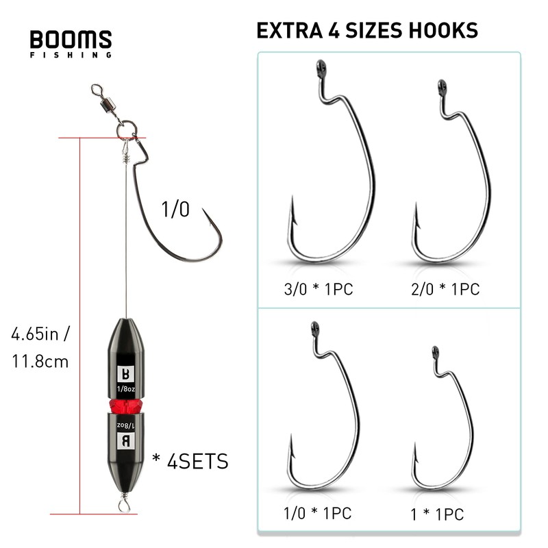 Booms Fishing TR1 Tokyo Rig Kit with Hooks, 4pack 1/4oz