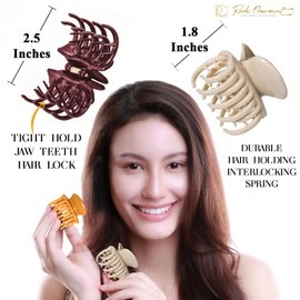 RC ROCHE ORNAMENT Womens Fine Multi Layer Teeth Claws Jaw Hair Clips (Medium (Pack of 6), Classic Multicolor)