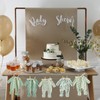 Sage Green Baby Shower Banner Decor with Ribbon Bows 5