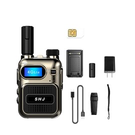 SHJ 4G PoC Radios with 1 Additional Yearly Sim Cards- Ultimate Communication Solution for Businesses and Teams walkie-Talkie Durable and White Silver (Gold)