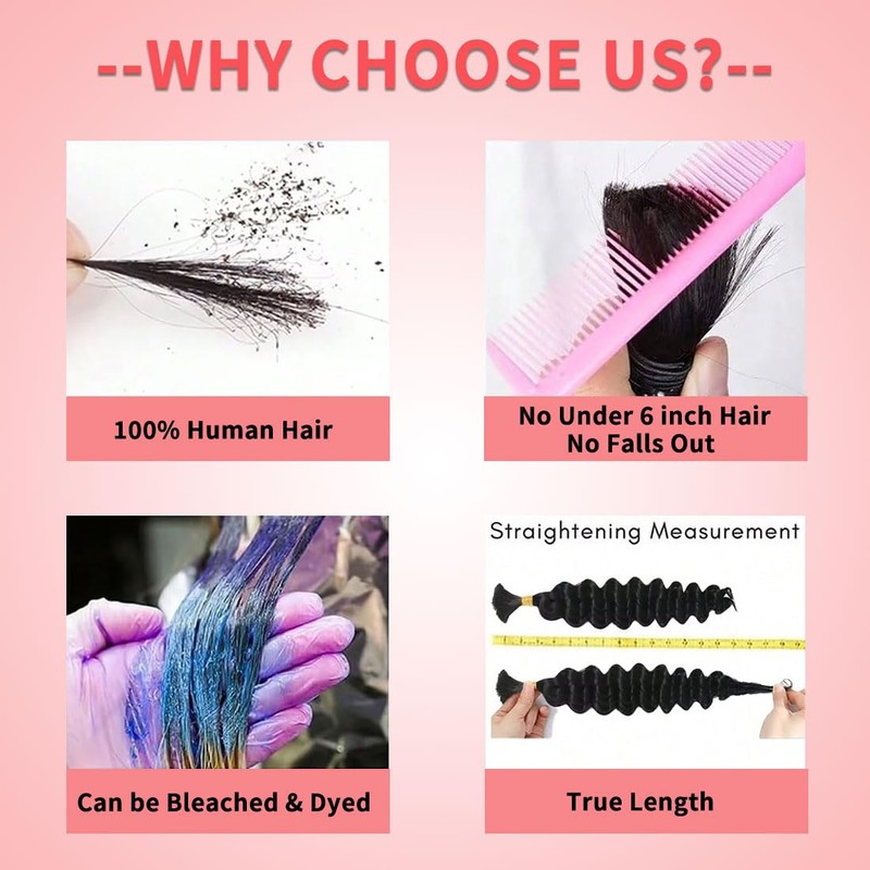 Human Braiding Hair for Boho Braids 12A Deep Water Wave