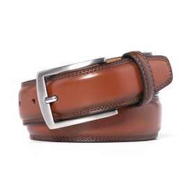 Fabio Valenti Genuine Leather Dress Belts For Men - Mens Belt For Suits, Jeans, Uniform With Single Prong Buckle (38, Brown)