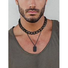 Bestyle Crucifix Chain Dog Tag Necklace Men's Military Police Chain Stainless Steel for Women Boys 55 + 5 cm Length, stainless steel