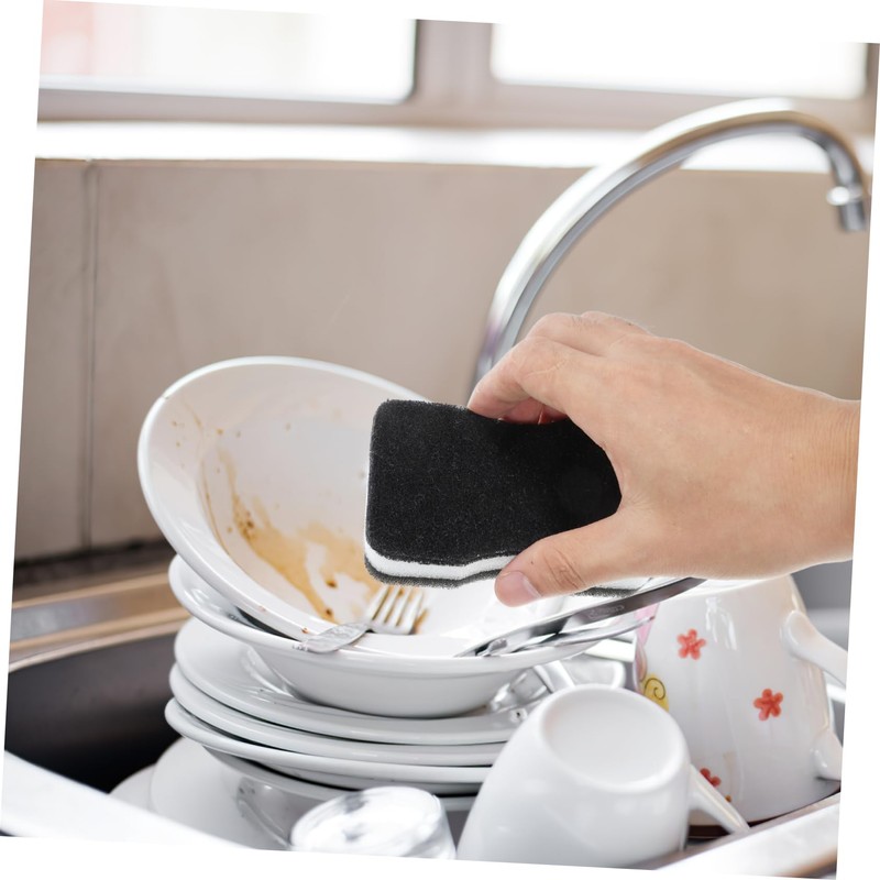 NOLITOY Scrub Black Kitchen Sponge Pads 2 Sides Dishwashing Sponge