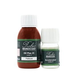 Rubio Monocoat Wood Stain & Finish 65 ft² - Padouk | Oil Plus 2C | Quick-Dry, Eco-Friendly Linseed Wood Oil for Indoor Use, Includes Accelerator (Part B) | Protector | 130 ml
