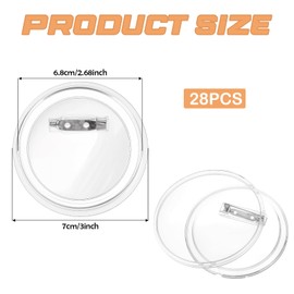 28 Pcs Photo Buttons 3 Inch Clear Button Pins Bulk for Picture, Custom Blank Buttons Pins, Acrylic Button Making Kit DIY Make Your Own Buttons Badge Maker Pins