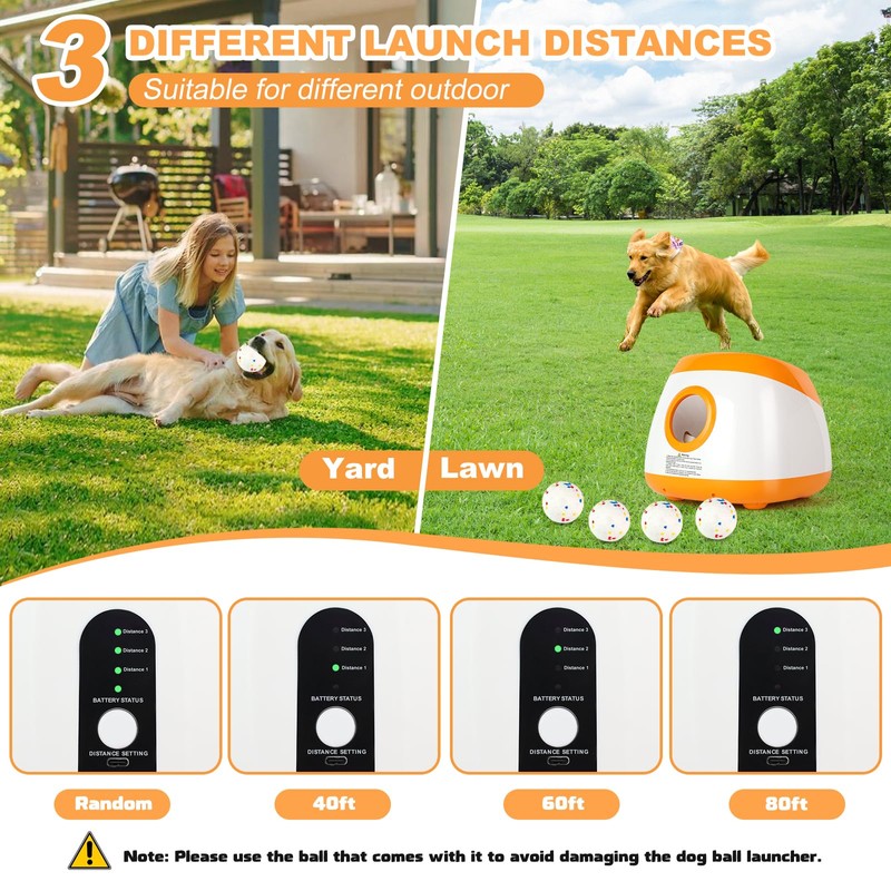 Wortade Automatic Ball Launcher for Dogs, Dog Ball Thrower with