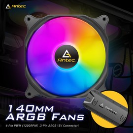 Antec RGB Fans, 140mm Fan with ARGB Controller, PC Fans,140mm Case Fan, 140mm RGB Fan, 3-pin Connector, F14 Series RGB Fans 3 Packs