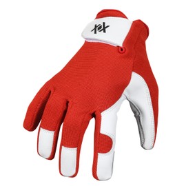 WORKMAXX Ladies Leather Gardening Gloves Thorn Proof Rigger Garden work gloves, Safety Working Gloves, Premium Quality (TOMATO RED, LARGE)