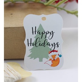 Christmas Gift Tags - Holiday Favor Tags with Fox - 12pc