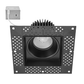 Maxxima 4” Trimless Ultra-Thin Recessed Anti-Glare LED Downlight Canless IC Rated 1000 Lumens 5 Color Temperature Selectable 2700K/3000K/3500K/4000K/5000K Dimmable 5 CCT Black Square Slim J-Box Incl