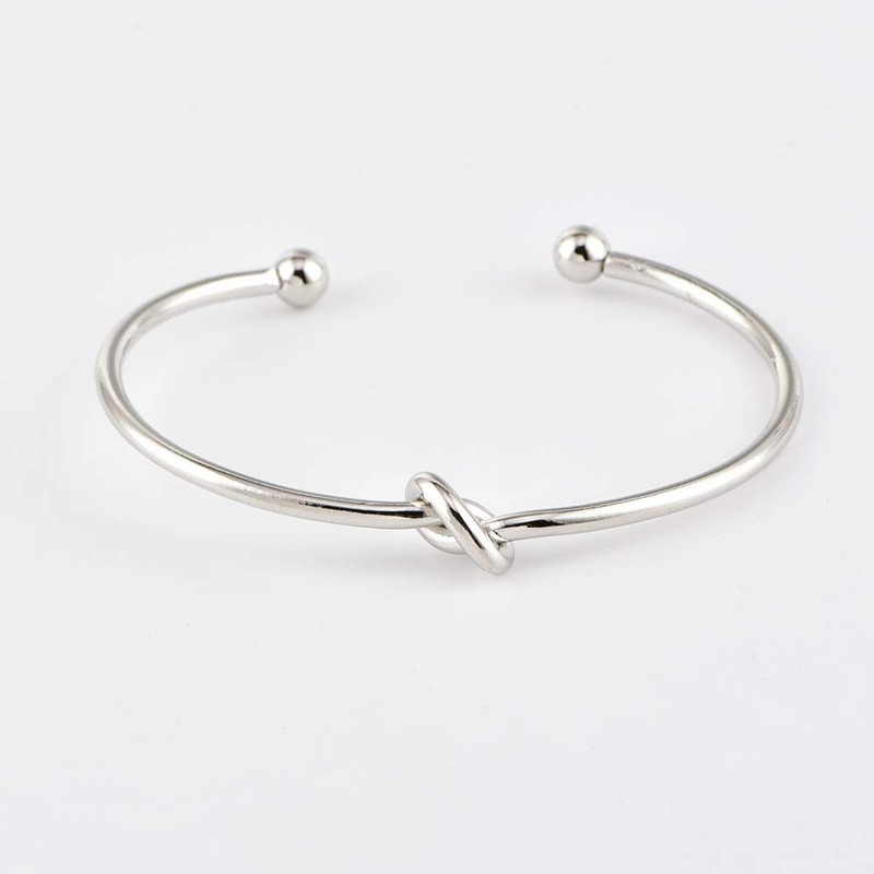 Xerling 4 pcs Bangle Silver Bracelets for Women Girls Knot