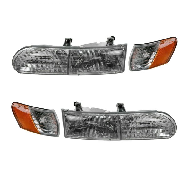 Forest River Windsong 1998-2001 RV Motorhome Pair (Left & Right) Replacement Front Headlights with Corner Lamps 4PC Set