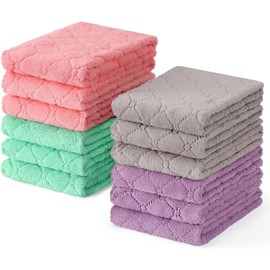 smiry Mricrofiber Cleaning Cloths, 12 Pack Extra Soft and Absorbent Kitchen Towels, 10" x 20" Multiple-use Non-Linting Reusable Cloths for Kitchen, Dish, Household Cleaning, Multi Color