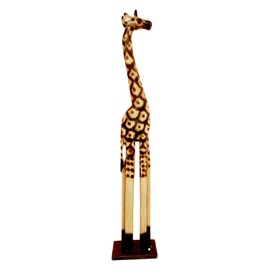 BALIKRAFT Hand Made Wood Artisans Jerapah Mega Large Upright Safari Giraffe Animal Decorative Figurine 39.75" H